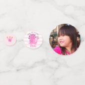 ピンク恐竜ガール誕生日写真名可愛いかわいい コンフェッティ (正面)