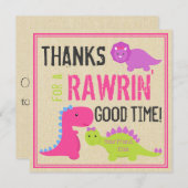 ピンク恐竜サンキューノートガールズ恐竜招待状 シーズンカード (正面/裏面)