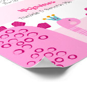 ピンク恐竜フォトガール1st誕生日マイルストーン ポスター (角)