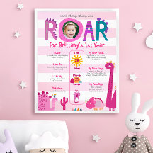 ピンク恐竜フォトガール1st誕生日マイルストーン