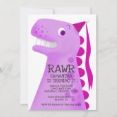 ピンク恐竜プリンセス誕生会 招待状 (正面)