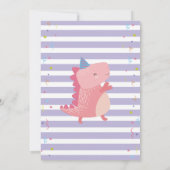 ピンク恐竜ロール誕生日ガールズディノパーティー 招待状 (裏面)