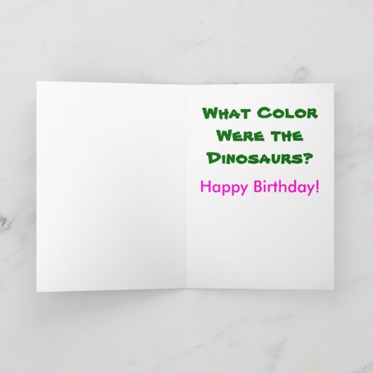 ピンク恐竜誕生日クイズ カード (内部)