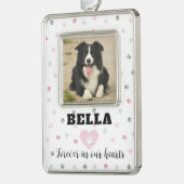 ピンク悔やみや弔慰ドッグフォトペット記念オーナメント シルバープレートフレームオーナメント (左)