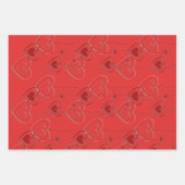 ピンク愛あなたママ赤いカラフルハートバレンタイン ラッピングペーパーシート (正面3)