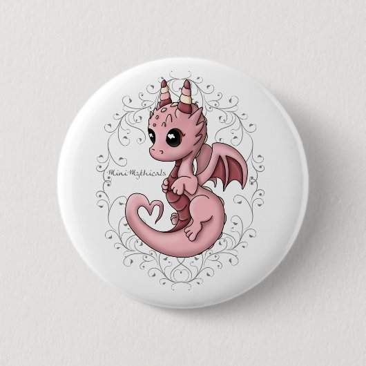 ピンク愛ドラゴンボタンPin 缶バッジ (正面)