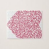 ピンク愛文字のハート ジグソーパズル (横)