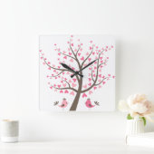 ピンク愛木の女の子の子供部屋 スクエア壁時計 (ホーム)