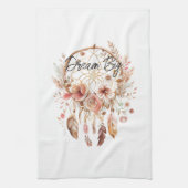 ピンク感動的ドリームキャッチャー保保フローラ キッチンタオル (縦)