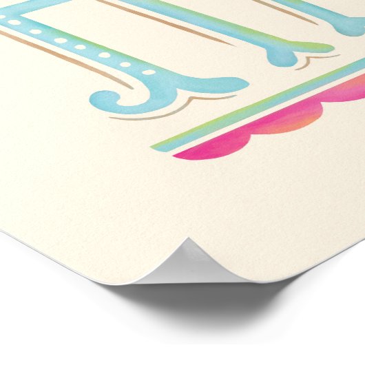 ピンク感動的ハッピーフローラ引用文 ポスター (角)