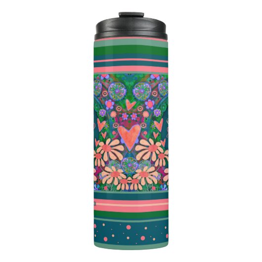 ピンク感動的フローラかわいらし引用文カスタム タンブラー (正面)