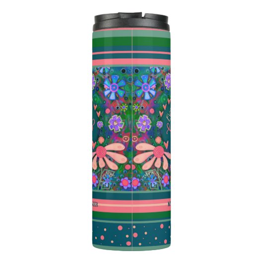 ピンク感動的フローラかわいらし引用文カスタム タンブラー (裏面)