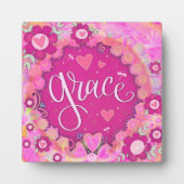 ピンク感動的フローラかわいらし猶予 フォトプラーク (正面)