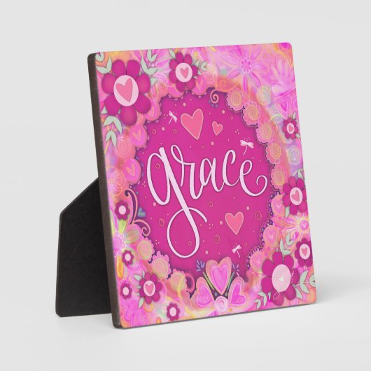 ピンク感動的フローラかわいらし猶予 フォトプラーク (正面)