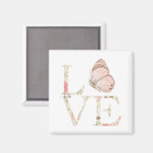 ピンク感動的ラブバタフライフローラ マグネット (正面/裏面)