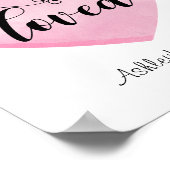 ピンク感動的ラブ引用文ホワイトハートポスター ポスター (角)