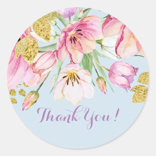 ピンク感謝していのフローラ ラウンドシール (正面)