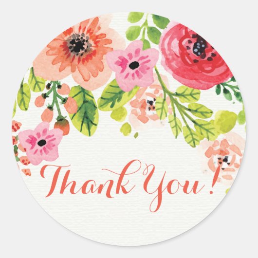 ピンク感謝していのフローラ ラウンドシール (正面)