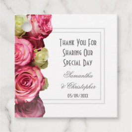 ピンク感謝していのローズ結婚フローラ フェイバータグ