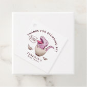 ピンク感謝していの恐竜の赤ちゃんシャワーで踏み鳴らす フェイバータグ (インサイチュ)