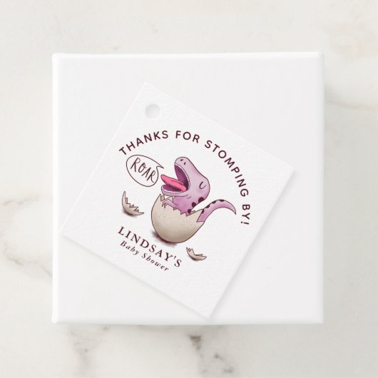 ピンク感謝していの恐竜の赤ちゃんシャワーで踏み鳴らす フェイバータグ (インサイチュ)