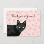 ピンク感謝していの点に黒猫が多い ポストカード (正面/裏面)