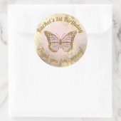 ピンク感謝していの蝶よ来。 ラウンドシール (バッグ)