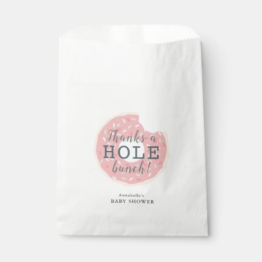 ピンク感謝していドナットA Hole Bunch Baby Shower フェイバーバッグ (正面)