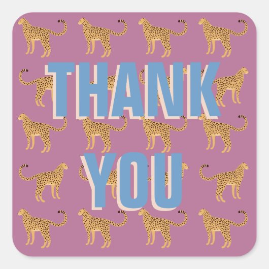 ピンク感謝していヒョウ スクエアシール (正面)