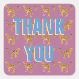 ピンク感謝していヒョウ スクエアシール