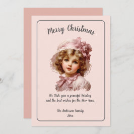 ピンク懐かしいメリークリスマス シーズンカード