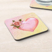 ピンク懸命プラスチックのコースター/コルクバック – 6セット コースター (左側)