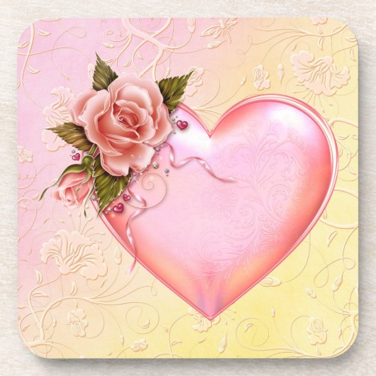 ピンク懸命プラスチックのコースター/コルクバック – 6セット コースター (正面)