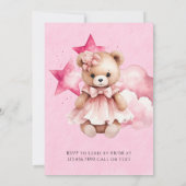 ピンク我々は心から女の子の赤ちゃんシャワーを待つことができる 招待状 (裏面)