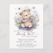 ピンク我々は愛らしい女の子の赤ちゃんシャワーを待つことができる インビテーションポストカード (正面)
