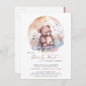 ピンク我々は愛らしい女の子の赤ちゃんシャワーを待つことができる インビテーションポストカード (正面/裏面)