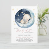 ピンク我々は愛らしい女の子の赤ちゃんシャワーを待つことができる 招待状 (スタンド正面)