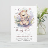 ピンク我々は愛らしい女の子の赤ちゃんシャワーを待つことができる 招待状 (スタンド正面)