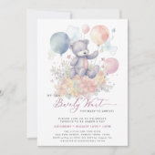 ピンク我々は愛らしい女の子の赤ちゃんシャワーを待つことができる 招待状 (正面)