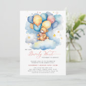 ピンク我々は愛らしい女の子の赤ちゃんシャワーを待つことができる 招待状 (スタンド正面)