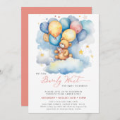 ピンク我々は愛らしい女の子の赤ちゃんシャワーを待つことができる 招待状 (正面/裏面)