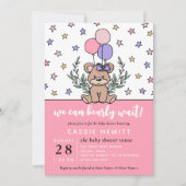 ピンク我々は明らかに女の子の赤ちゃんシャワーの招待を待つことができる 招待状 (正面)