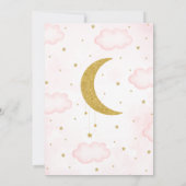 ピンク我々は月のベビーシャワー招待状 招待状 (裏面)
