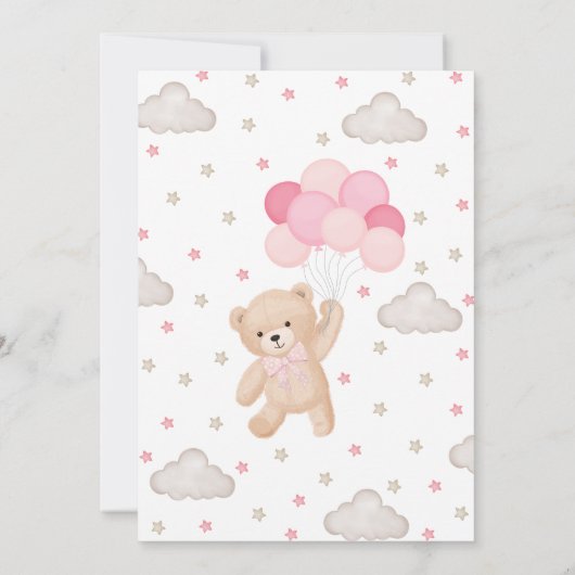 ピンク我々は赤ちゃんシャワーを待つことができる 招待状 (裏面)