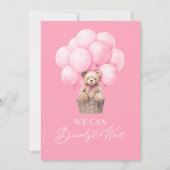 ピンク我々は赤ちゃんシャワー招待状を心待ちできる 招待状 (裏面)
