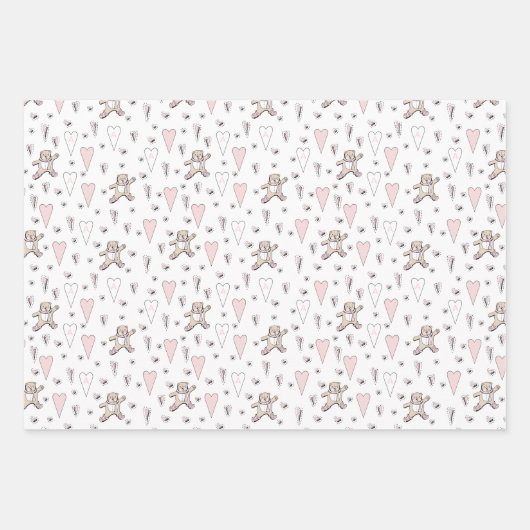 ピンク我々はbearly待つことができテディベア赤ちゃんシャワー ラッピングペーパーシート (正面)