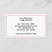 ピンク手作りラブクロシェ糸ボール小 名刺 (裏面)