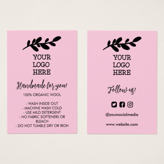 ピンク手作り手洗い説明書ソーシャルメディアロゴ (正面&裏面)