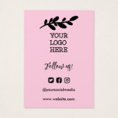 ピンク手作り手洗い説明書ソーシャルメディアロゴ (裏面)