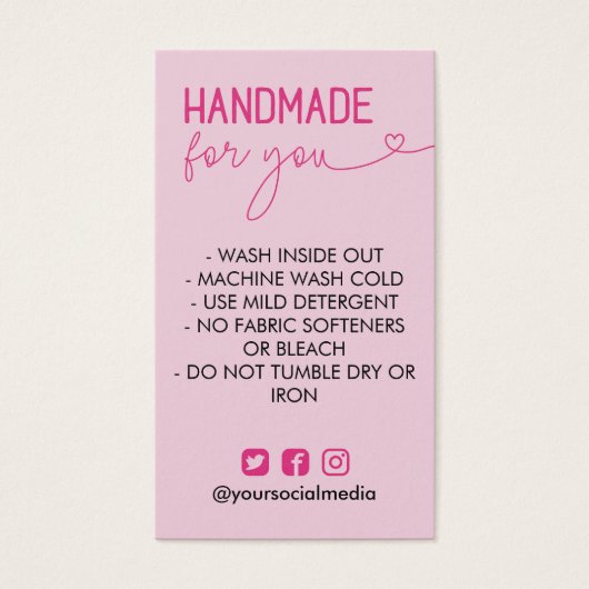 ピンク手作り手洗い説明書ソーシャルメディア (正面)